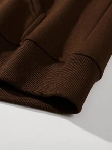 Nam Kích thước lớn Lá thư In Áo nỉ - màu nâu - Xem 4