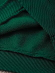 SHEIN LUNE 復古字母和龍紋印花女裝運動衫 - 墨綠色 - 查看 5