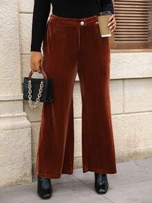 SHEIN Essnce 大碼褲子 - 咖啡棕 - 查看 4