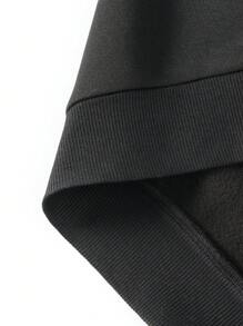 Manfinity Homme Nam Áo nỉ có mũ Với Slogan In Mẫu Và Dây rút - màu đen - Xem 4