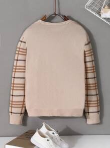 Teenagers' Casual Plaid Print Cardigan
