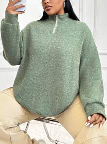 SHEIN EZwear 大碼衛衣 - 綠色 - 查看 1