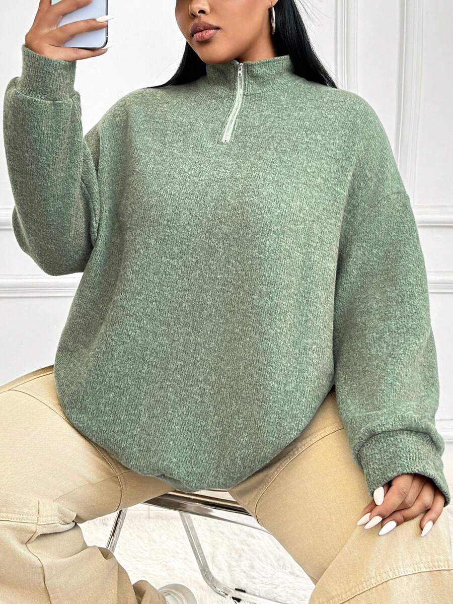 SHEIN EZwear 大碼衛衣 - 綠色 - 查看 1