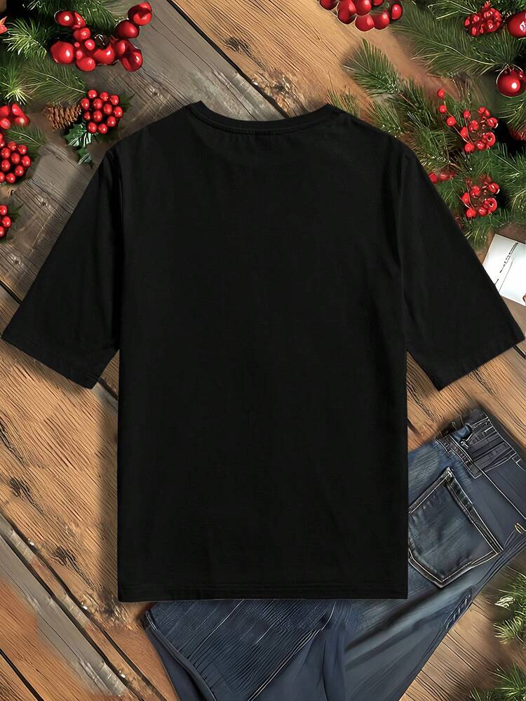 Leopard Print Heart Graphic Round Neck Short Sleeve Fitted Women T-Shirt, Suitable For Summer Suitable For Going Out,Casual