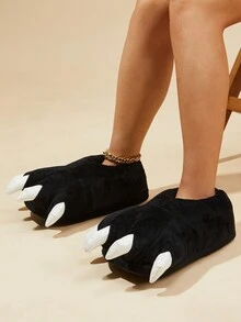 搞笑恐龍爪家居拖鞋,女性聖誕禮品,新奇的濃烈香調防滑拖鞋 - 黑色 - 查看 3