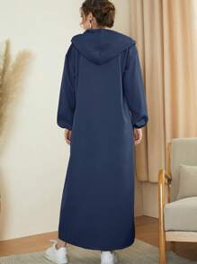 Seusyu Women's Single-Breasted Modest Long Sleeve Arabian Abaya, Robe