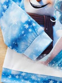 SHEIN 女大童人像圖案紮染套頭衫 - 藍色 - 查看 3