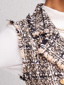 Firerie 秋冬格纹印花毛边双排扣系带背心大衣 - 彩色 - 查看 5