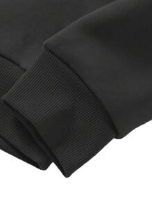 Manfinity 男士標語印花帽衫和汗褲兩件套裝 - 黑色 - 查看 5