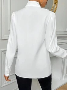 Firerie Women's Ruffle Peplum Hem Puff Sleeve Work Women Blouse,Long Sleeve Tops