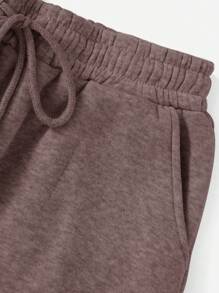 SHEIN Cottnline 2 Pcs Solid Color Drawstring Elastic Cuff Women's Sweatpants - Multicolor - View 6