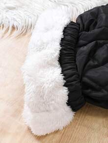 SHEIN 女小童字母補丁細節保暖長褲 - 黑色 - 查看 5