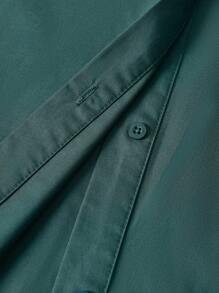 SHEIN Thai sản Thả vai Thắt lưng Váy sơ mi - Màu xanh lá cây đậm - Xem 7