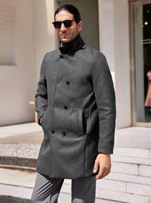 Manfinity VCAY Men's Front Button Long Sleeve Pocket Casual Jacket - Dark Grey - View 3