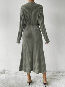 Chiquease Batwing Sleeve Bodycon Dress - Green - View 2