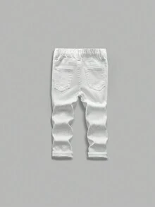 Young Boy Solid Ripped Jeans - White - View 2