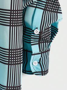 Manfinity RebelGame Camisa De Hombre Informal Tejida Con Cuadros - Verde - Ver 4