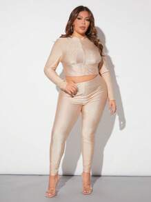 SHEIN SXY Haut Court Et Leggings Avec Détails En Strass Pour Le Nouvel An