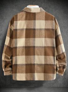 男士格紋印花落肩袖夾克無毛衣 - 彩色 - 查看 2