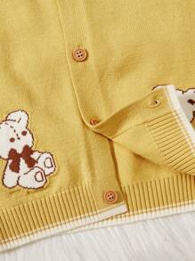 男寶寶熊圖案鈕扣針織羊毛衫,瑞士袖 - 黃色 - 查看 5