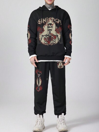 Goth Men's Printed 2pcs/set Outfit