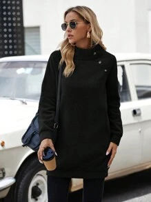 SHEIN LUNE 高領紐扣細節運動衫