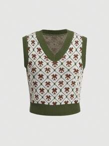 SHEIN MOD Mô hình hoa Áo len vest - Nhiều màu - Xem 1