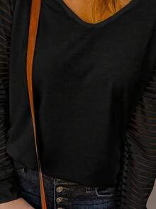 CILKOO Contrast Mesh Raglan Sleeve Tee - Black - View 4