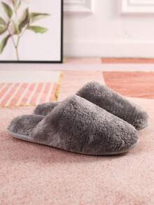 清仓促销 柔软蓬松家居拖鞋 - 灰色 - 查看 4
