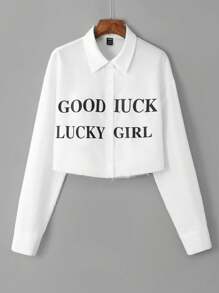 SHEIN Unity Slogan Graphic Drop Shoulder Shirt - White - View 1