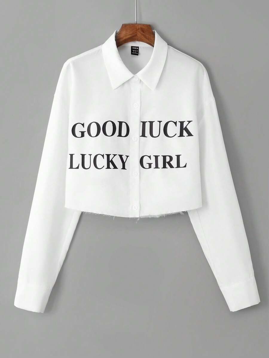 SHEIN Unity Slogan Graphic Drop Shoulder Shirt - White - View 1