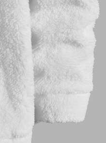 Manfinity RebelGame Men Bear Embroidery Drop Shoulder Teddy Hoodie - White - View 3