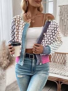 SHEIN Essnce 撞色前紐扣開襟衫 - 彩色 - 查看 5