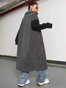 SHEIN Unity Lỏng lẻo phù hợp Sang trọng Dài áo Với Lá thư Tương phản Màu sắc Và Vai - Nhiều màu - Xem 2