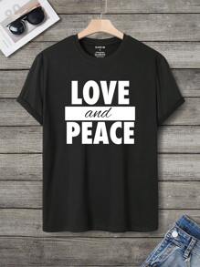 Men's Slogan Printed T-shirt - Black - View 1