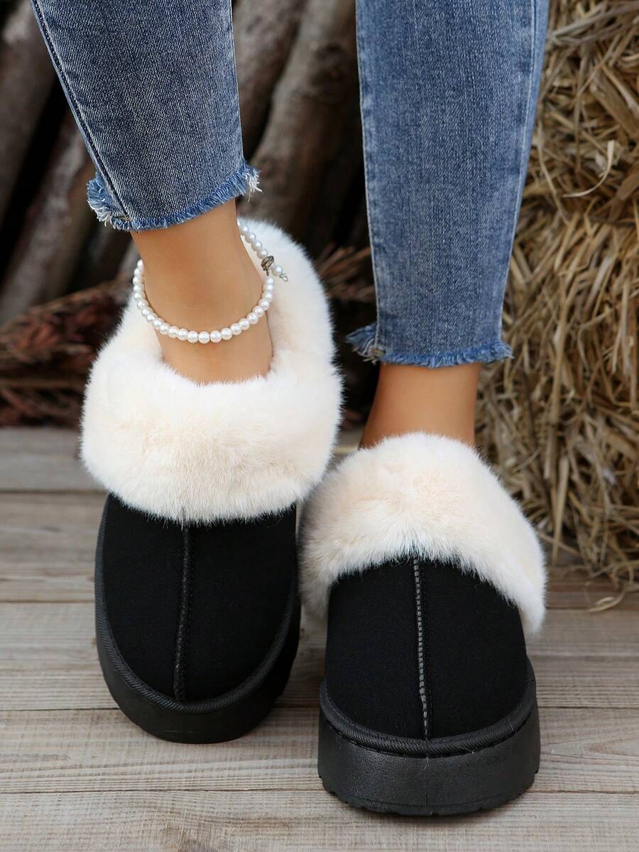 2023新品到貨女性厚底濃烈香調家居拖鞋,舒適秋天和冬天臥室拖鞋 - 黑色 - 查看 1