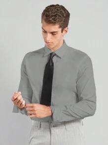 RueChic Men's Shirt With Tie Included - Grey - View 4