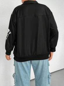 SHEIN Coolane Plus Letter Graphic Colorblock Drop Shoulder Jacket - Multicolor - View 2