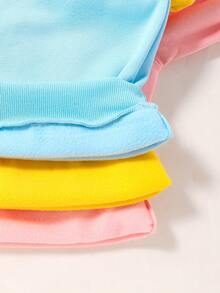 SHEIN Tween Girl 3pcs Solid Thermal Lined Sweatshirt - Multicolor - View 4