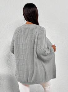 SHEIN Essnce Xoắn Dan Tay Raglan Áo len Duster - Màu Xám nhạt - Xem 2