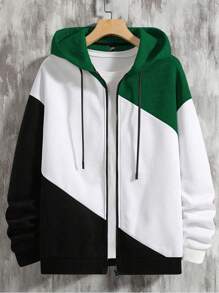 Manfinity Hypemode 男士撞色連帽拉鍊運動衫 - 彩色 - 查看 1