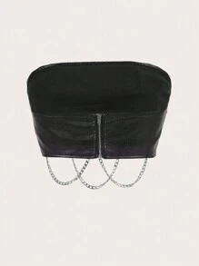 SHEIN ICON Metal Chain Belt Buckle Tube Top