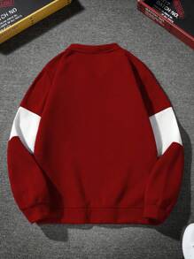 Aesthetic Post Nam Một nửa khóa kéo In thư Áo nỉ Với dây kéo - Đỏ và trắng - Xem 2