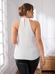 SHEIN Privé Plus Size Solid Color Tank Top - White - View 2