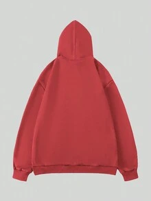 ROMWE MEN Goth Men Spider Printed Hoodie - Red - View 3