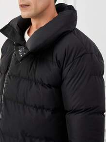 SHEIN Cottnline Men's Long Warm -Padded Coat - Black - View 2