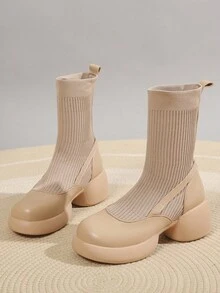 Women's Thick-soled Ankle Boots And Short Boots - Khaki - View 7