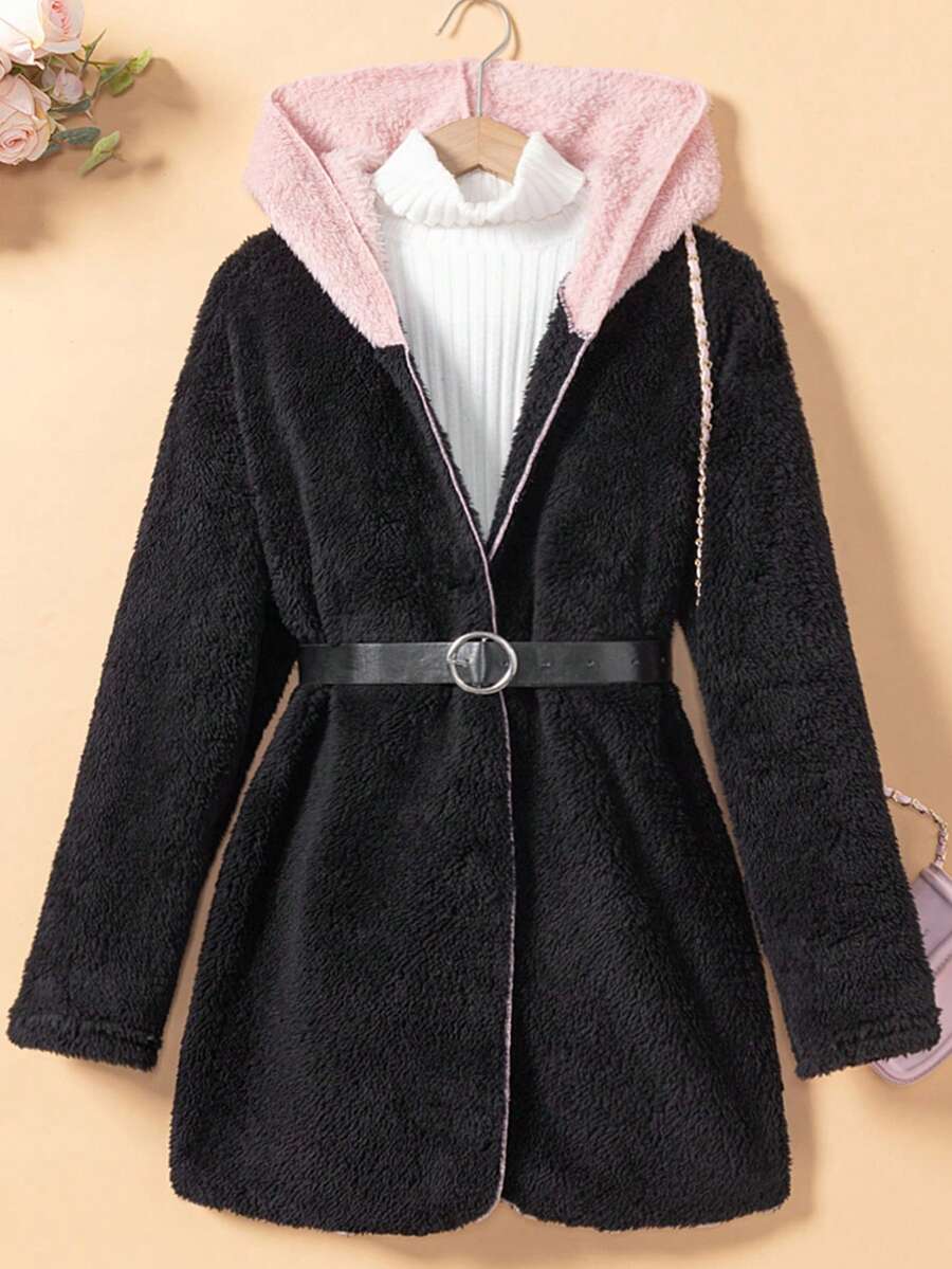 SHEIN Cô gái Tween 1 Miếng Hai âm Áo trùm đầu Không có thắt lưng - Nhiều màu - Xem 1