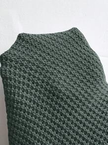 SHEIN Frenchy Suéter con espalda de lazo con caída de hombros, tops de manga larga - Verde - Ver 7