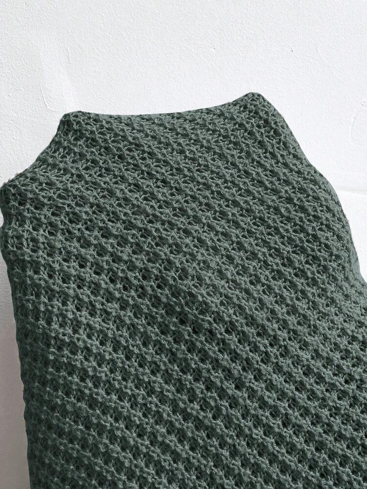 Tie Twist Back Drop Shoulder Sweater,Long Sleeve Tops In Fall/Winter Green Casual Christmas Spring